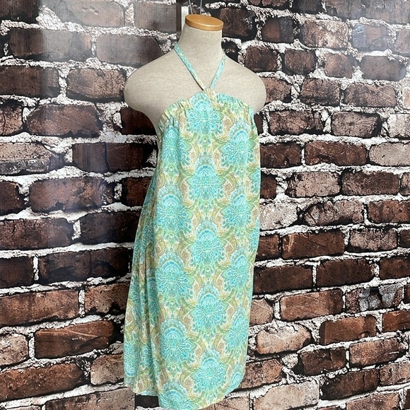 O'Neil Dress Small Green Floral NWT Halter Top Midi Declan Summer - Picture 8 of 17
